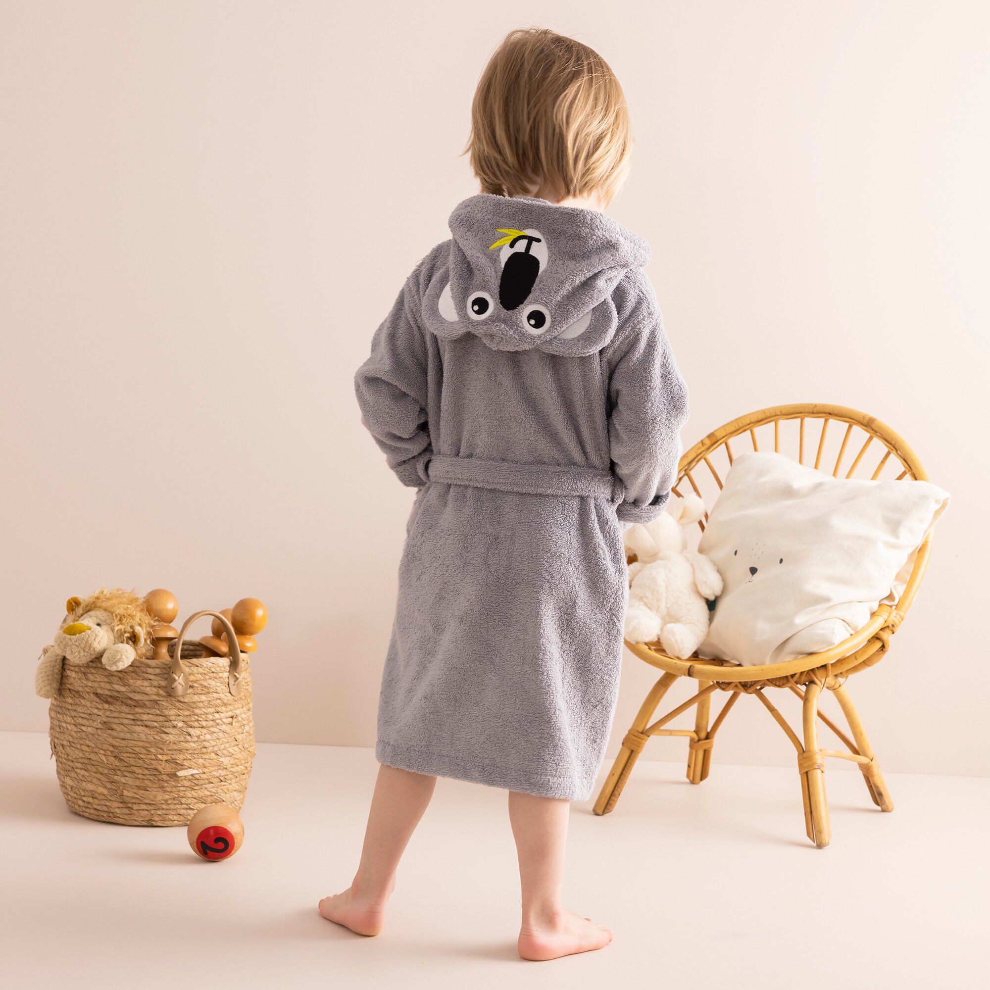 Peignoir de bain enfant personnalisable koala capuche gris Blancheporte