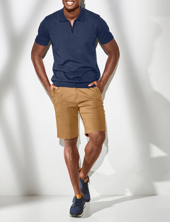 Bermuda chino uni toile sergé stretch morphologie classique (karamel)