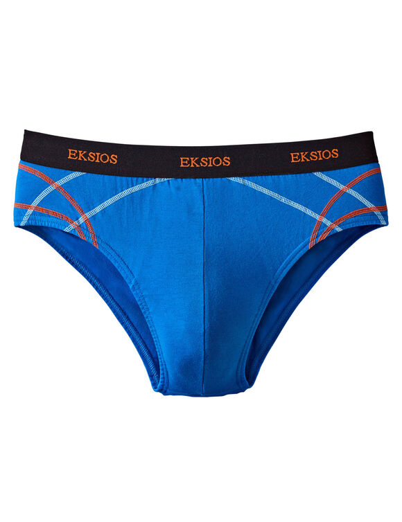 Slip ferm&eacute; &eacute;lastiqu&eacute; surpiqu&eacute; taille confort - lot de 6 (bleu + marine)