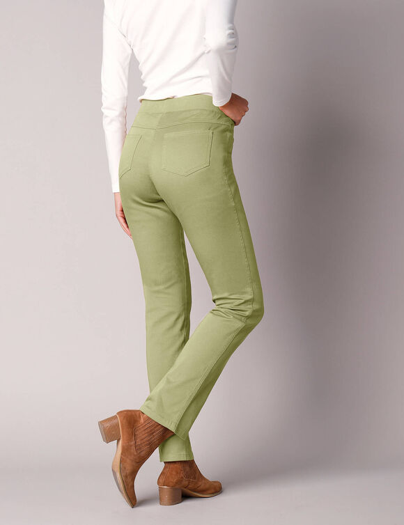 Pantalon droit "ultra confort" taille élastiquée (vert tilleul)