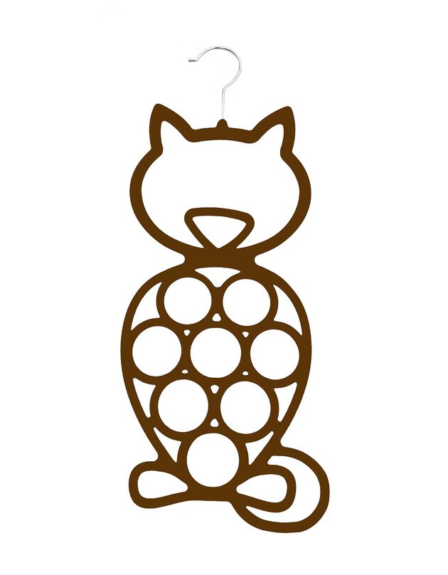 Cintre porte foulards forme chat, marron Cintre porte foulards forme chat, marron, hi-res