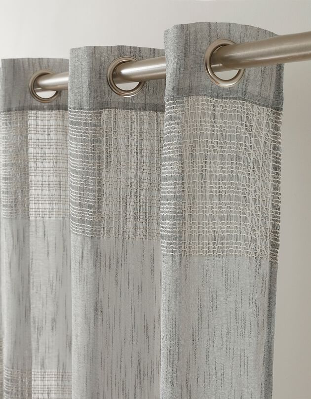 Panneau voile finition oeillets bande macramé ajouré (gris)