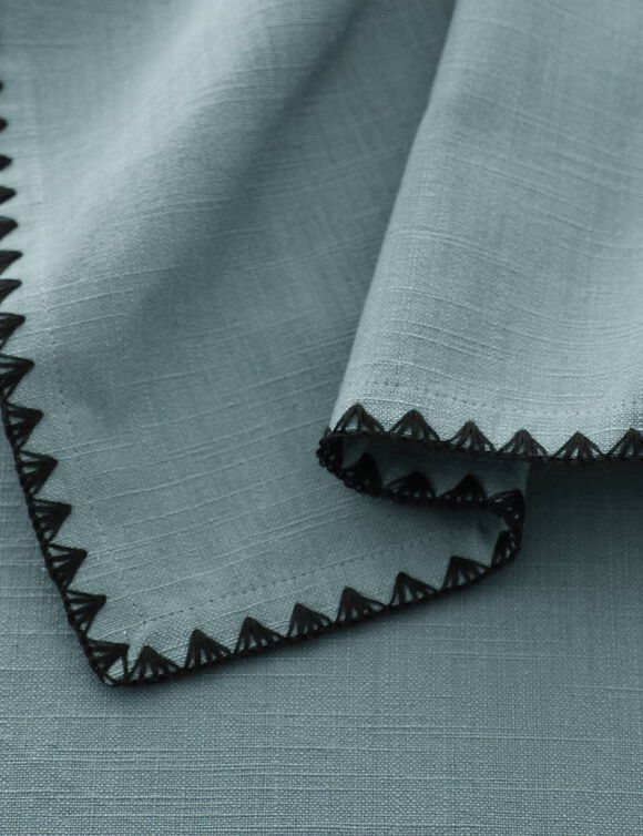 Nappe unie coton finition fantaisie (bleu grisé)