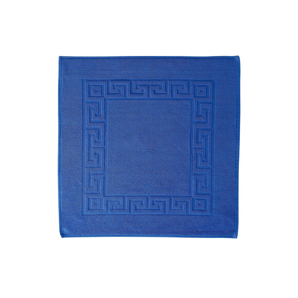 Tapis de bain éponge liteau motif frise grecque (bleu dur)