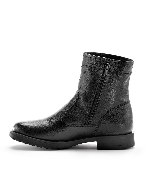 Botillons zippés cuir fourrés laine - jusqu'au 46 (noir)