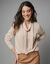 Pull col V cravate (beige)