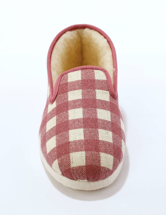 Charentaises à carreaux fourrées laine (roze)