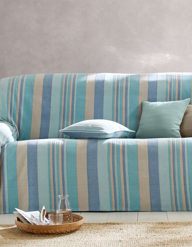 Veelkleurig artisanaal geweven sprei of plaid (celadon)