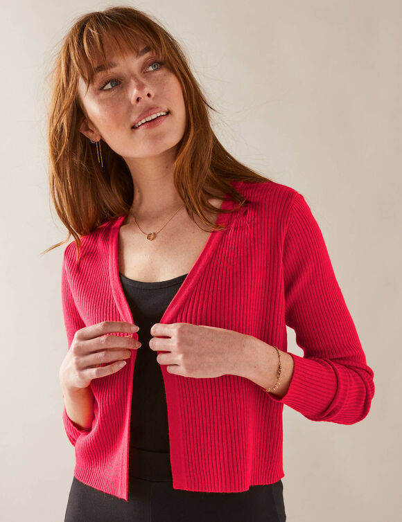 Gilet boléro, maille côtelée (rouge)