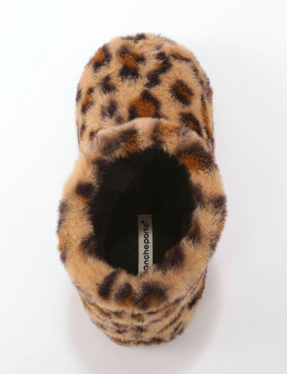 Chaussons botillons fourr&eacute;s motif l&eacute;opard (marron / noir)