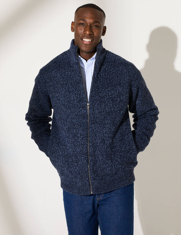 Blouson côte anglaise intérieur fourré (bleu mouliné)