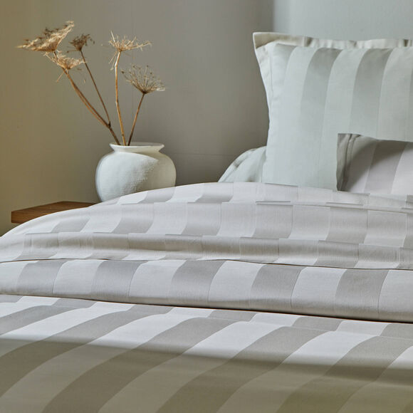 Linge de lit satin rayé (beige clair)