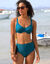 Maxi zwemslip met hoge taille, in honingraattricot, Vilorio (smaragd)