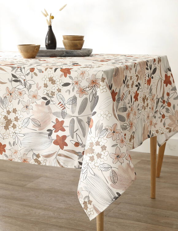 Nappe polyester imprimé champêtre (beige)