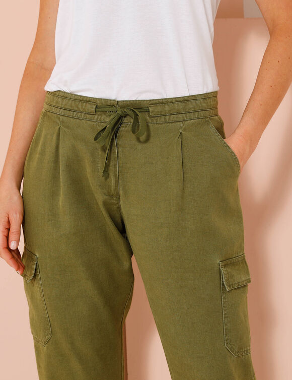 Pantalon cargo fluide (kaki)