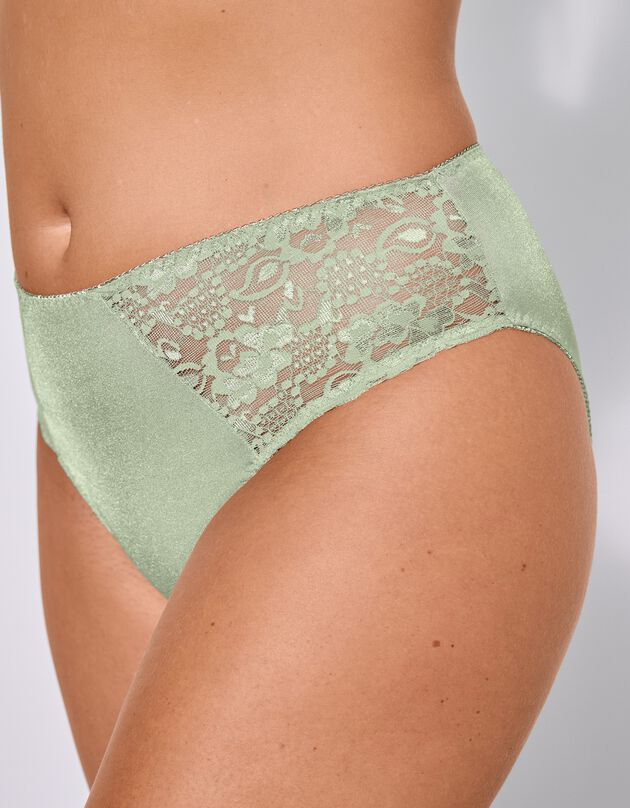 Slip in glanstricot en kant Avila - set van 2 (geel + linde)