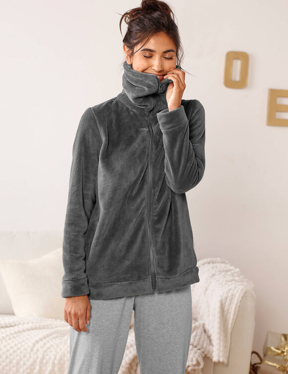 Jasje in fleece met rits (antracietgrijs)