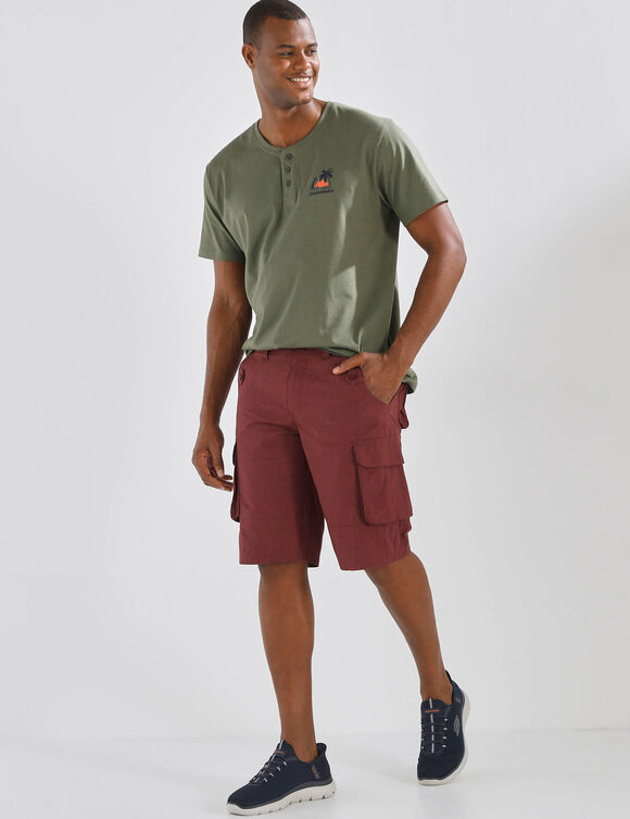 T-shirt met Tunesische hals en korte mouwen - set van 2 (blauw + groen)