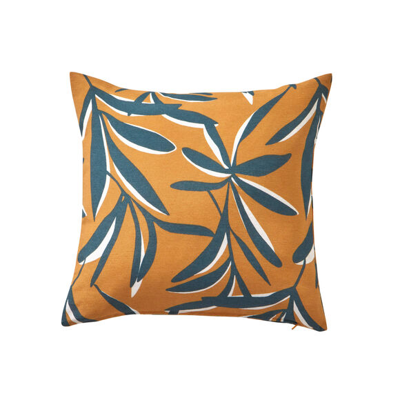 Housse de coussin imprim&eacute; feuillage (jaune)