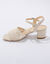 Sandalen met macramé-effect en hak (ecru)
