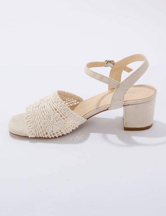 Sandales effet macramé à talon (écru)