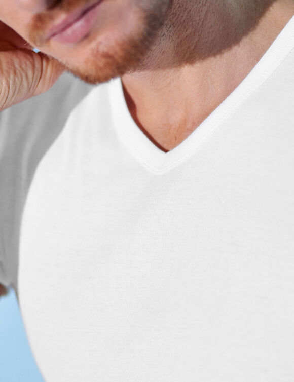 T-shirt sous-vêtement homme col V - lot de 3 (blanc)