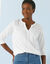 T-shirt met Tunesische hals en 3/4-mouwen, broderie anglaise (wit)
