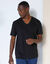 T-shirt met V-hals en korte mouwen (zwart)