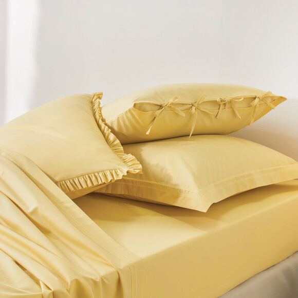 Linge de lit uni - percale de coton 72 fils/cm&sup2; (jaune p&acirc;le)