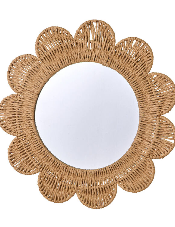 Spiegel in bloemvorm, rotan (naturel)