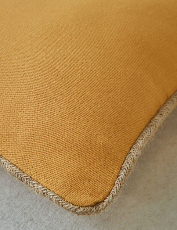 Coussin uni biais en jute  (miel)