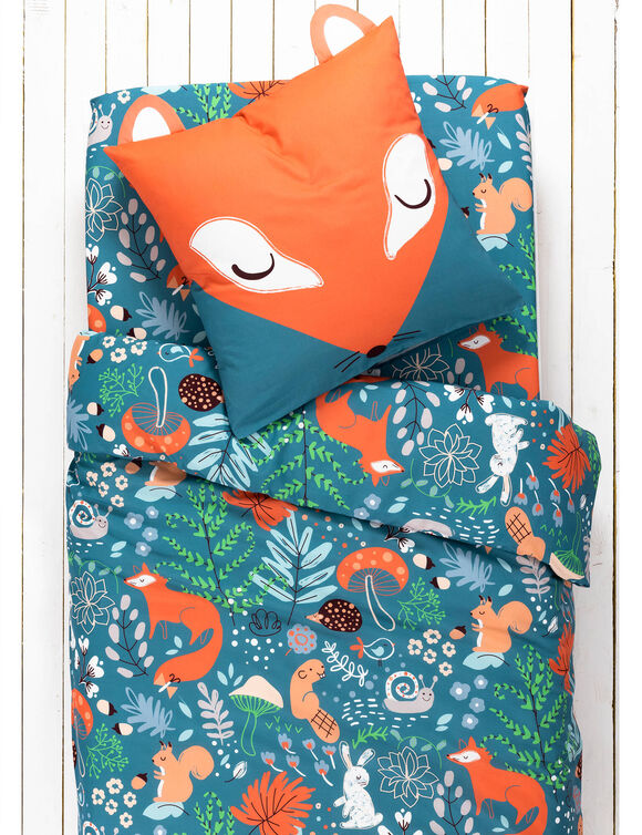 Linge de lit enfant imprim&eacute; Champy - coton biologique(**) 57 fils/cm&sup2; (bleu)