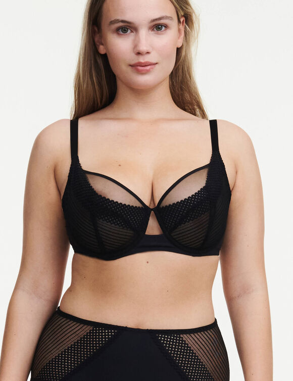 Soutien-gorge enveloppant en maille et dentelle "Play"- avec armatures (noir)
