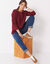 Pull maille bouclette, col bateau (prune)