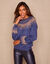 Trui in koperkleurige jacquard, met mohairtouch (nachtblauw / koper)