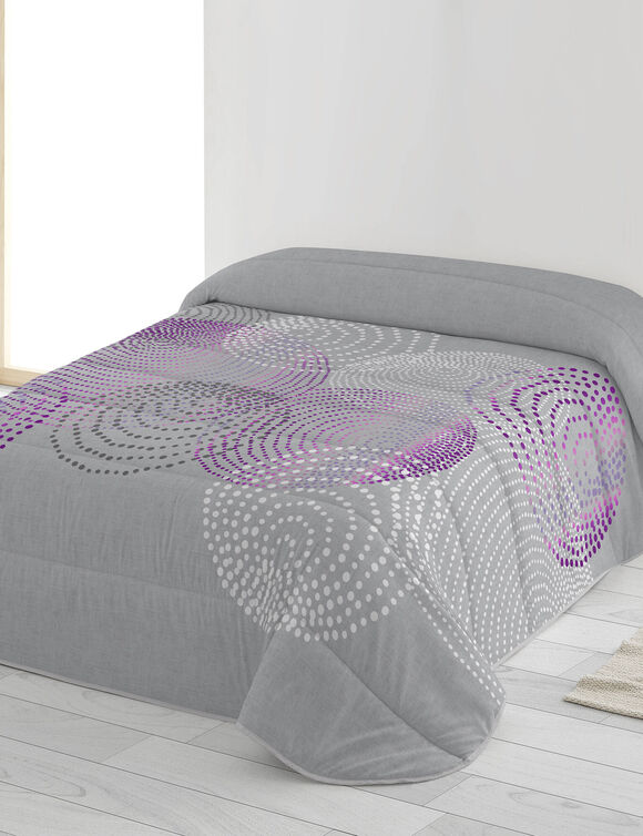 Dekbed in microvezel met grafische cirkelprint, 200 g/m2 (grijs / parma)