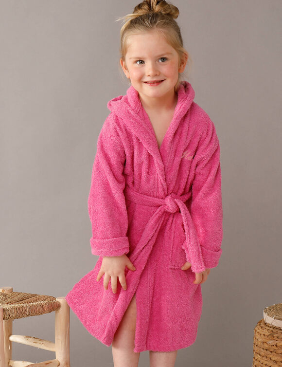 Peignoir enfant &agrave; capuche personnalis&eacute; - &eacute;ponge bouclette 340 g/m&sup2; (fuchsia)
