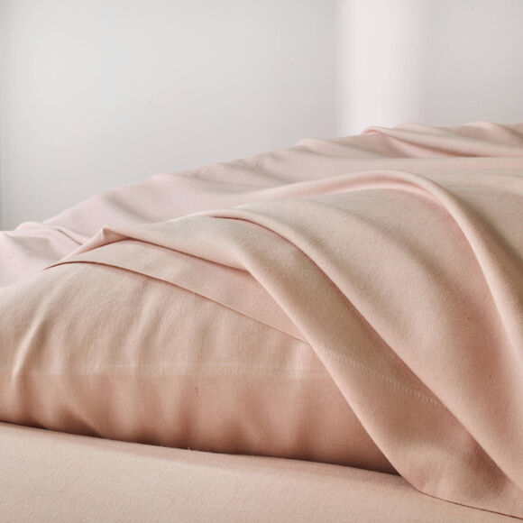Linge de lit uni en bambou et en lin** (rose p&acirc;le)