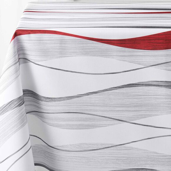 Nappe imprimé serpentins entretien facile (blanc / rouge)