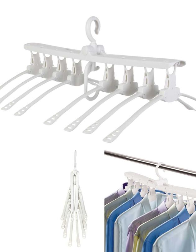 Séchoir à cintres rétractables (blanc)