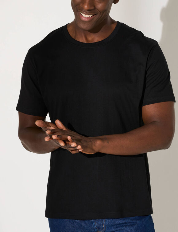 T-shirt col rond manches courtes (noir)