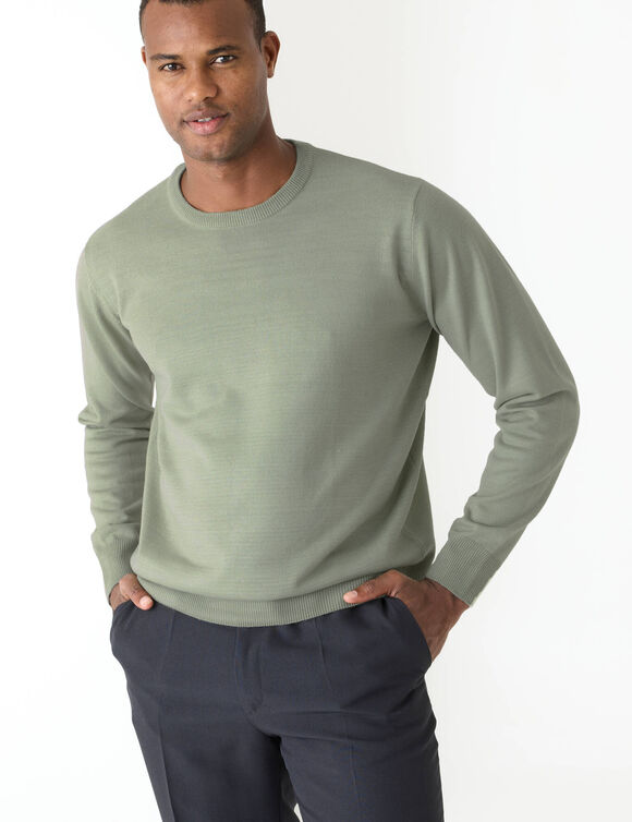 Pull uni col rond (vert amande)