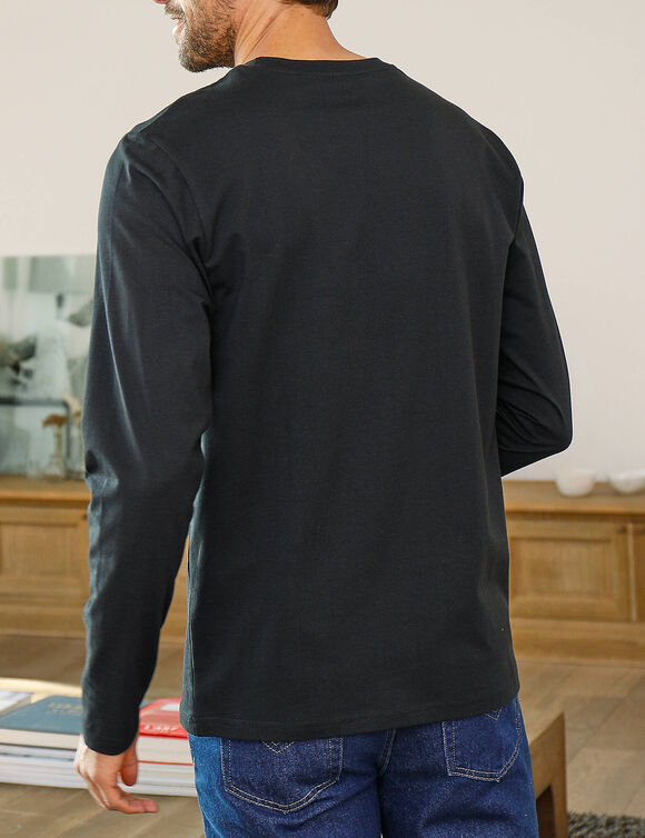 T-shirt col rond  manches longues à l'unité. (noir)