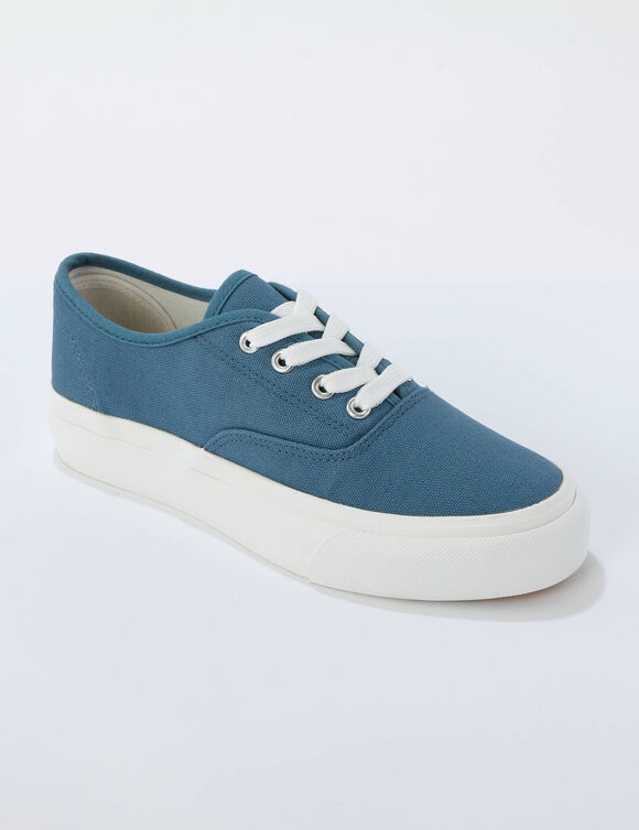 Tennis en toile &agrave; lacets (bleu)