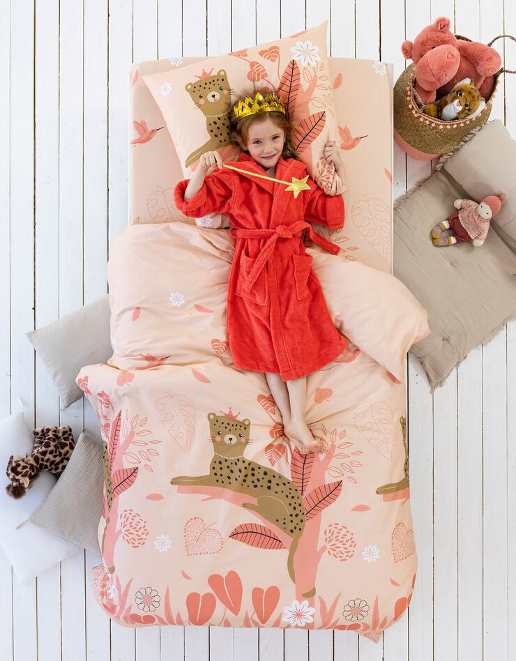 Linge de lit enfant Reina imprimé 1 personne - coton (rose)