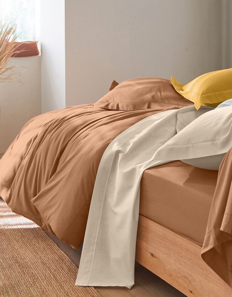 Linge de lit uni coton (caramel)