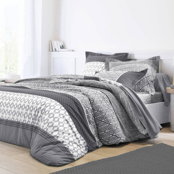Tommy-beddengoed met geometrische print - katoen, 57 draden/cm&sup2; (grijs)