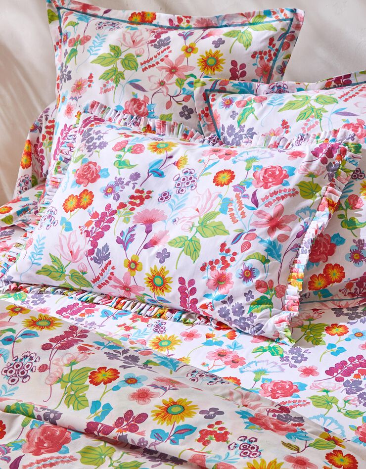Bedlinnen Kelly in katoen met bloemenprint (wit)