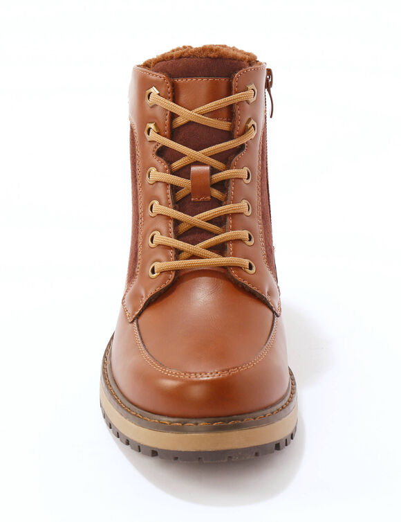 Boots fourrées lacées et zippées (marron)