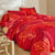 Linge de lit Elsa en polycoton à motifs feuilles (rouge)